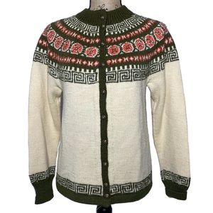 VTG Handmade Wool Knit Nordic Fair Isle Cardigan